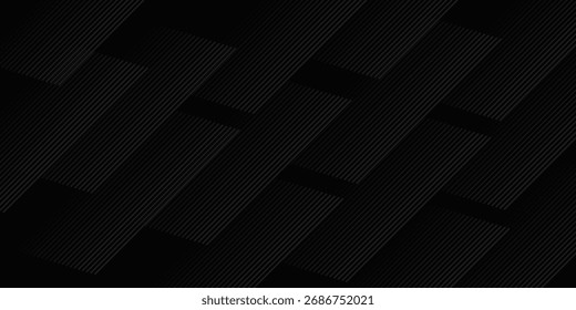  Capa abstracta geométrica negra de la superposición del fondo en el espacio oscuro con la decoración diagonal de las líneas. Elemento de Diseño gráfico moderno estilo rayado para el Anuncio,