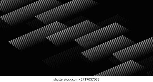  Capa abstracta geométrica negra de la superposición del fondo en el espacio oscuro con la decoración diagonal de las líneas. Elemento de Diseño gráfico moderno estilo a rayas para Anuncio eps 10