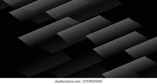  schwarze geometrische abstrakte Hintergrund Überlappungsschicht auf dunklem Raum mit diagonalen Linien Dekoration. Modernes Grafikdesign Element gestreift Stil für Banner eps 10