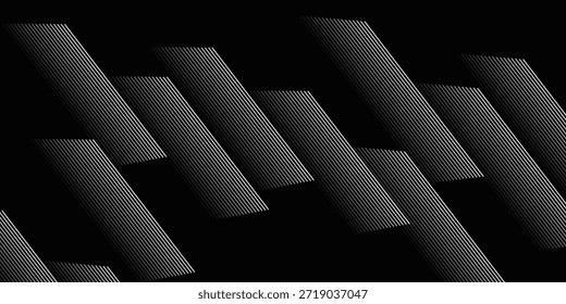  schwarze geometrische abstrakte Hintergrund Überlappungsschicht auf dunklem Raum mit diagonalen Linien Dekoration. Modernes Grafikdesign Element gestreift Stil für Banner eps 10