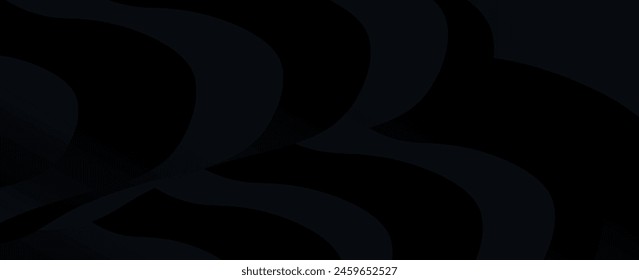 Black geometric abstract background overlapping layers on dark space with line effect decoration. Modern graphic design element style concept for banner, flyer, card, cover, vector