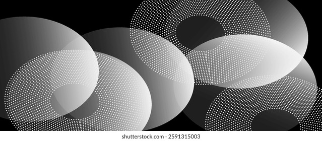 black geometric abstract background overlapping layers on bright space with line effect decoration. Circle style concept modern graphic design element for banner, flyer, card. vector