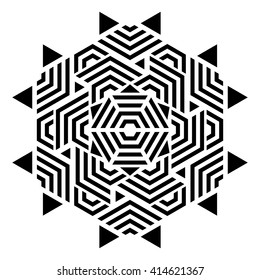 Schwarze geometrische abstrakte runde Mandala Vektorgrafik