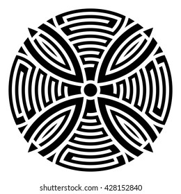 Black geometric abstract round mandala vector illustration