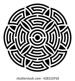 Black geometric abstract round mandala vector illustration