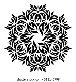 Black geometric abstract round mandala vector illustration
