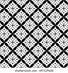 Black geometric abstract vector seamless pattern isolated on white background