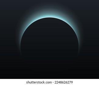 Black geometric abstraction. Dark background. Solar eclipse. Vector design