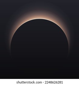 Black geometric abstraction. Dark background. Solar eclipse. Vector design