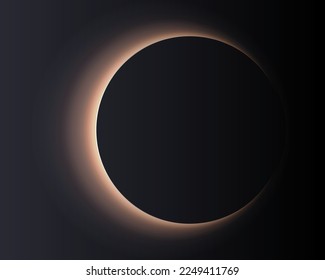 Black geometric abstraction. Dark background. Solar eclipse. Vector design