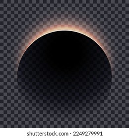Black geometric abstraction at transparent background. Dark sphere. Solar eclipse. Vector design