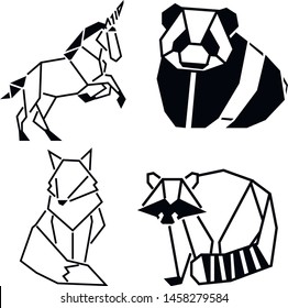 black geometric Animal stencil art set