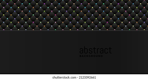 Black geometric background with colorful beads. Vector illustration.