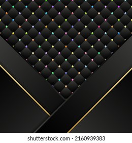 Black geometric background with colorful beads. Vector illustration.