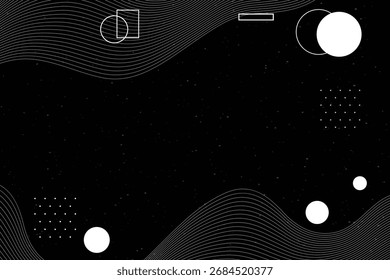 Fondo geométrico negro líneas onduladas