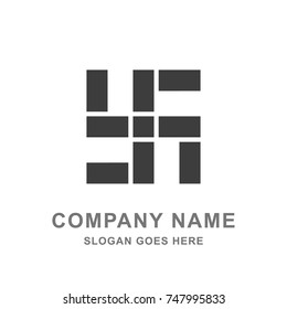 Black Geometric Building Architecture Logo Vector Icon