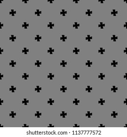 Black geometric cross logo pattern on grey background vector.