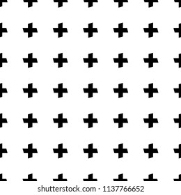 Black geometric cross sign pattern on white background vector.