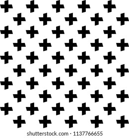 Black geometric cross sign pattern on white background vector.