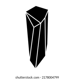 Black geometric crystal design element. Geometrical crystal stone vector illustration isolated on white.
