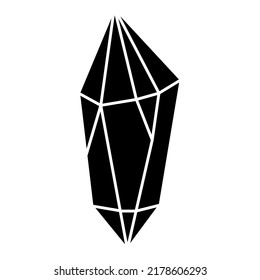 Black geometric crystal design element. Geometrical crystal stone vector illustration isolated on white.