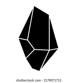 Black geometric crystal design element. Geometrical crystal stone vector illustration isolated on white.