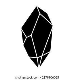 Black geometric crystal design element. Geometrical crystal stone vector illustration isolated on white.