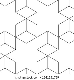 Black geometric of cube on white background. vector pattern. pattern is on swatch panel.
