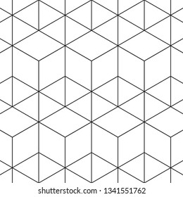 Black geometric of cube on white background. vector pattern. pattern is on swatch panel.