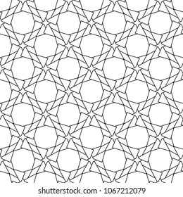 Black geometric design on white background. Seamless pattern for web, textile and wallpapers