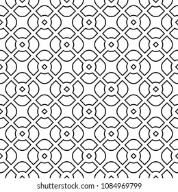 Black geometric design on white background. Seamless pattern for web, textile and wallpapers
