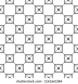 Black geometric design on white background. Seamless pattern for web, textile and wallpapers