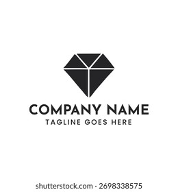 Black geometric diamond logo icon with company name on white.