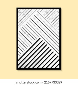 Black geometric drawings. Minimalist wall art. Simple line style. Vector illustration