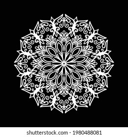 black geometric floral mandala for henna, tatto with ornament pattern