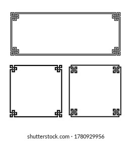 Black geometric frameworks. Celtic style. Interlaced lines and knots. 