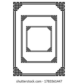 Black geometric frameworks. Celtic style. Interlaced lines and knots. Square, A3, A4, letter page size.