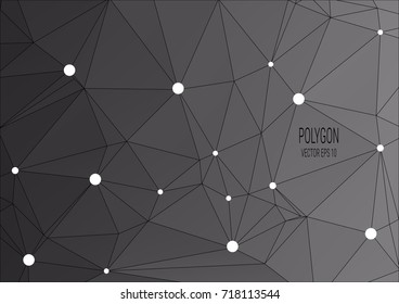Black geometric graphic abstract polygonal space low poly dark background with connecting dots and lines, Connection structure, Digital data visualization, Big data vector illustration EPS 10