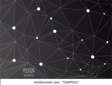 Black geometric graphic abstract polygonal space low poly dark background with connecting dots and lines, Connection structure, Digital data visualization, Big data vector illustration EPS 10