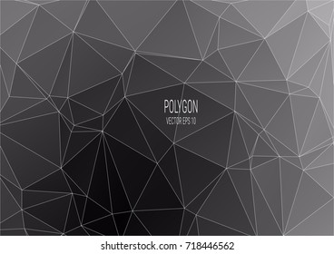 Black geometric graphic abstract polygonal space in dark background with connecting dots and lines, Connection structure, Digital data visualization, Big data vector illustration EPS 10