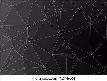 Black geometric graphic abstract polygonal space in dark background with connecting dots and lines, Connection structure, Digital data visualization, Big data vector illustration EPS 10