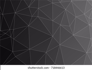 Black geometric graphic abstract polygonal space in dark background with connecting dots and lines, Connection structure, Digital data visualization, Big data vector illustration EPS 10
