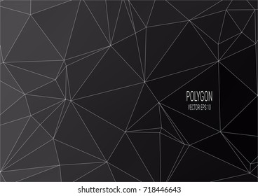 Black geometric graphic abstract polygonal space in dark background with connecting dots and lines, Connection structure, Digital data visualization, Big data vector illustration EPS 10