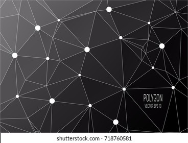 Black geometric graphic abstract polygonal space low poly dark background with connecting dots and lines, Connection structure, Digital data visualization, Big data vector illustration EPS 10
