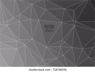 Black geometric graphic abstract polygonal space low poly dark background with connecting dots and lines, Connection structure, Digital data visualization, Big data vector illustration EPS 10