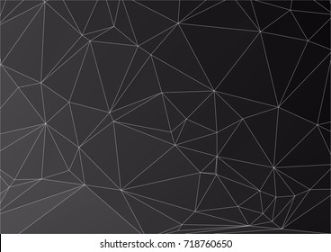 Black geometric graphic abstract polygonal space low poly dark background with connecting dots and lines, Connection structure, Digital data visualization, Big data vector illustration EPS 10