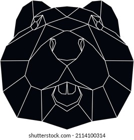 The black geometric head of beaver. Polygonal abstract animal. Vector illustration.