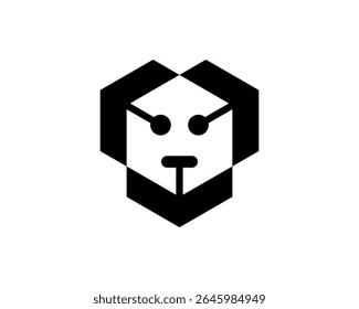 Black Geometric hexagon 3 Arrows Robot Face Logo