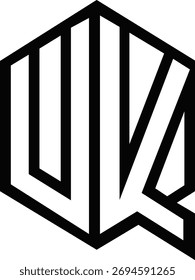 Logotipo hexagonal geométrico negro con letras estilizadas