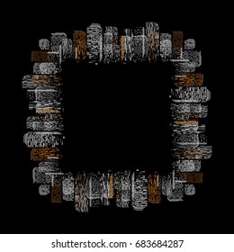 Black geometric isolated abstract big city vector illustration. Night modern town building silhouette, skyscraper frame